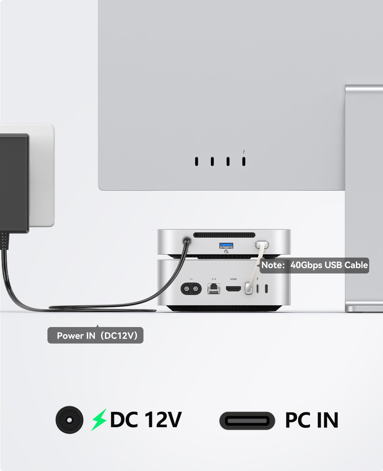 ORICO MiniMate 4TB Externe SSD Kompatibilität mit Mac mini M4, 2TB für 40Gbps(3200MB/s) Datenverarbeitung, 2TB für 1000MB/s Backup-Speicher, USB 3.0(10Gbps) * 3, TF & SD 4.0, Power Switch, M4Ultra