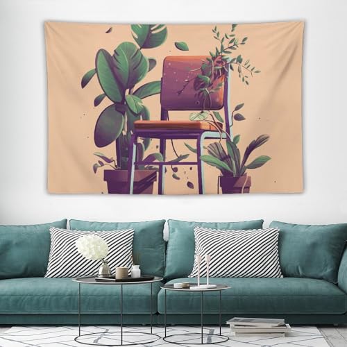 Tapisserie murale plante vintage grand format textile leger decoration d'interieur