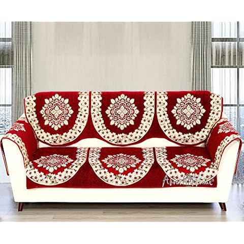 Plushy decorative sofa covers (3 seater, Maroon) Cover
