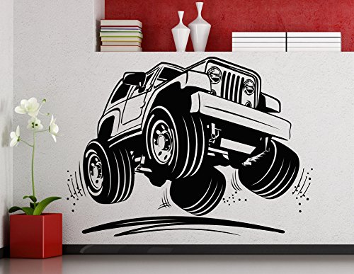 Monster Truck Wall Decal Truck Decal Vehicle Automobile Car Garage Vinyl Sticker Home Interior Wall Art Decoration Bedroom Wall Decor Mural Vinyl Sticker (4Ex) #TOP13