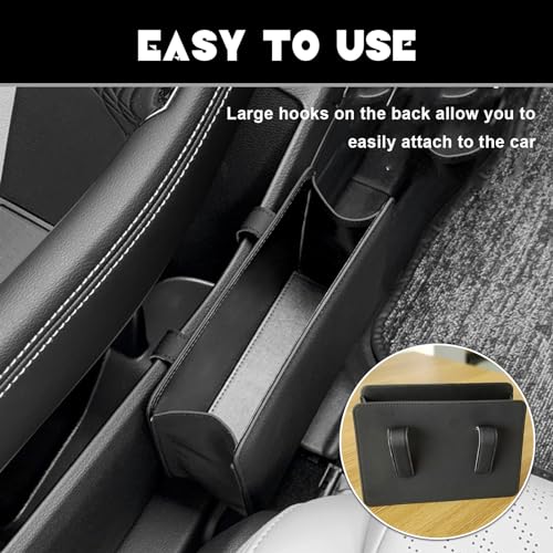 Image of NTNEV Car Trash Can, PU Leather Multi-Function Garbage Can, Foldable Hanging Mini Cars Storage Bag Container, Car Seat Back Storage Box, Storage for Small Objects (Black)