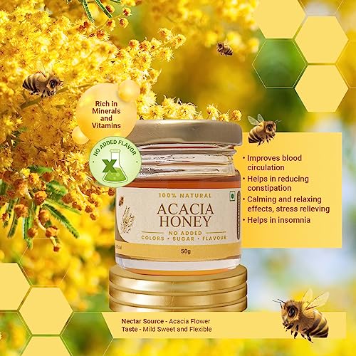 Image of Shiva Organic Raw Acacia Honey 50g | 100% Pure NMR Tested | Raw and Unprocessed