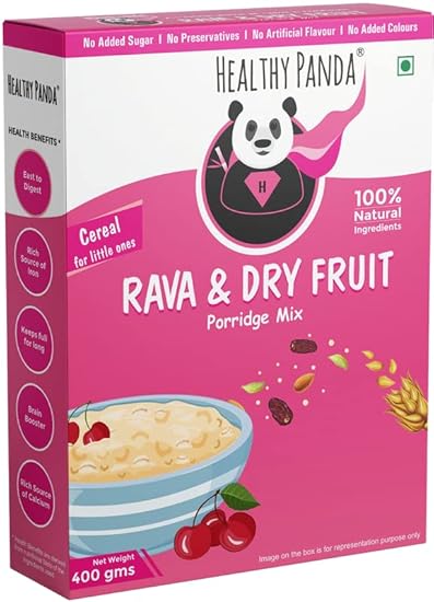 HEALTHY PANDA Rava Porridge - First Food for Babies 6+ Months- (400 g) - Rava & Dry fruit Powder for baby food. Sooji Rava Baby food/Semolina Porridge (Daliya/Suji Mix) / Baby cereal Toddler food