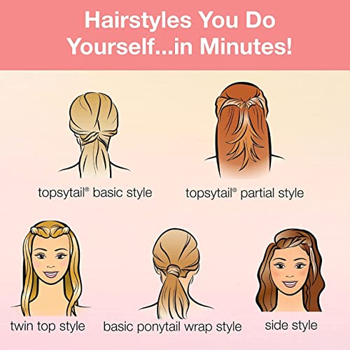 Conair Topsy Tail Hair Tool, Ponytail Hair Loop Styling Tool With Hair Ties Hair Styling Kit Included, 5-Piece Set #TOP2