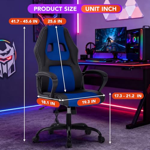 Image of BestOffice Gaming Chair with Massage, Ergonomic Office Desk Chair, Adjustable Lumbar Support & Headrest,Computer Task Chair, 360 Swivel for Adults (Blue)
