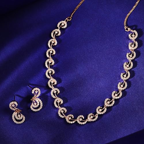 Image of Rubans Necklace Set American Diamond Cubic Zirconia Jewellery Gift for Women & Girls