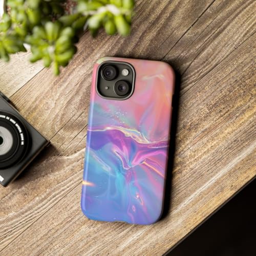 Coque rigide brillante design holographique dégradé pour iPhone 15 - 3