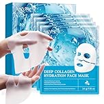 Collagen Mask, Bio Collagen Face Masks for Women with Hyaluronic Acid, Face Masks Skincare Hydrating Face Mask,Glass Skin Face Mask,collagen Mask Overnight 34g X 4ea,Firming Anti Wrinkle Aging Lifting