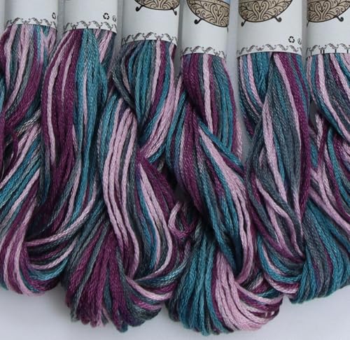 Image of KCS Big skeins of 25 Meters Size 25 Color Variegated Cross Stitch Stranded Threads,6 skeins,4514