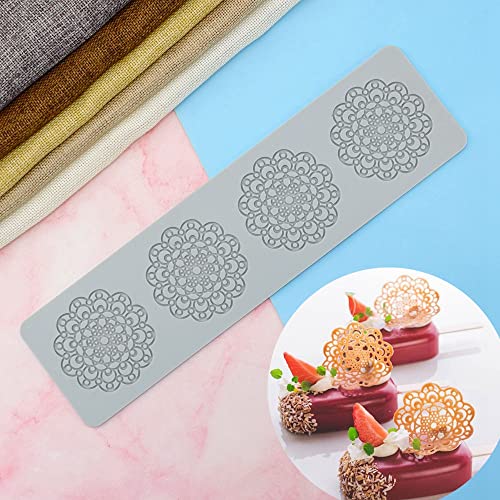 Silicone Molds, Flower Fondant Moulds, Lace Chocolate Candy Cake Decorating, Cupcake Topper, for Wedding Birthday Christmas Halloween (D_11*2.96 * 0.12inch)