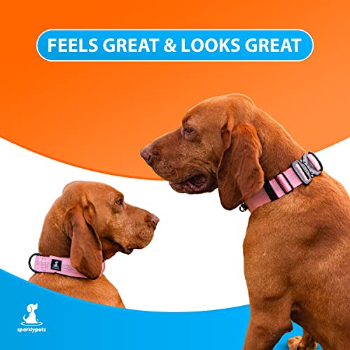 Sparklypets Bungee Wide Dog Collar With Handle – Quick Release Thick Dog Collar For Large Dogs And Extra Soft Dog Collars For Medium Dogs (Medium (14"~19"), Pink) #TOP1