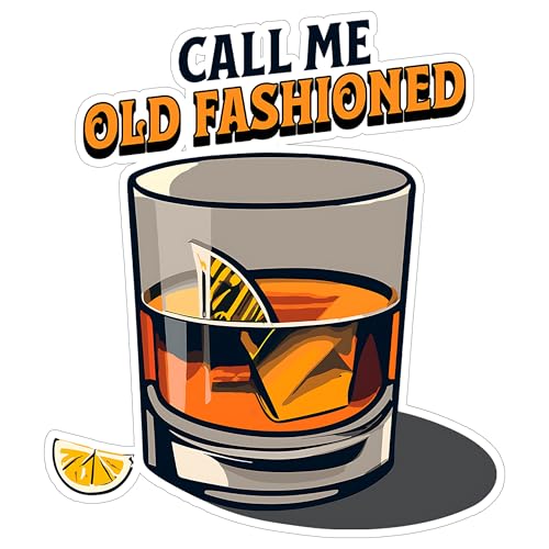 Call Me Old Fashioned Sticker 4 Inch Whiskey Cocktail Bourbon Drink - Waterproof Vinyl Decal for Laptop Water Bottle Car Tumbler - Durable Funny Aesthetic Long-Lasting Stickers for Adults ID44990