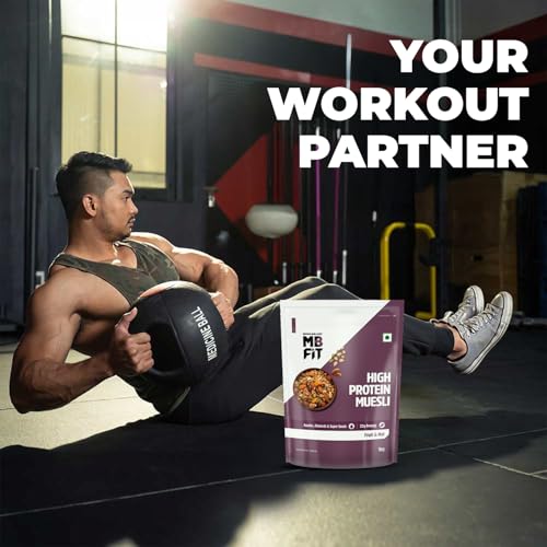 Image of MuscleBlaze Fit High Protein Muesli (1kg, Fruits & Nut) | 22g Protein | With Apple, Almonds & Super Seeds, High Protein Breakfast Cereals