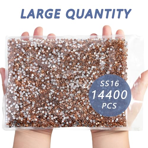 Image of Beadsland Flat Back Crystal Rhinestones Bulk, Light Peach, SS16, 14400pcs