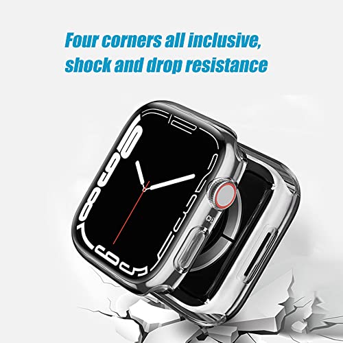 Image of Ailun for Apple Watch Series 9 & 8 & 7 Screen Protector Case [45mm], Ultra-Thin Hard PC Case Built in Tempered Glass for iWatch, Shockproof Cover with Button [2 Pack][Black+Clear]
