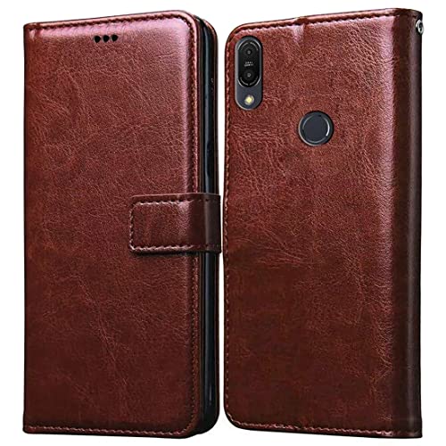 Image of Flip Cover Compatible with Asus Zenfone Max Pro M1 | Premium Leather Finish | Inbuilt Pockets & Stand | Flip Cover Back Case for Asus Zenfone Max Pro M1 (Brown)