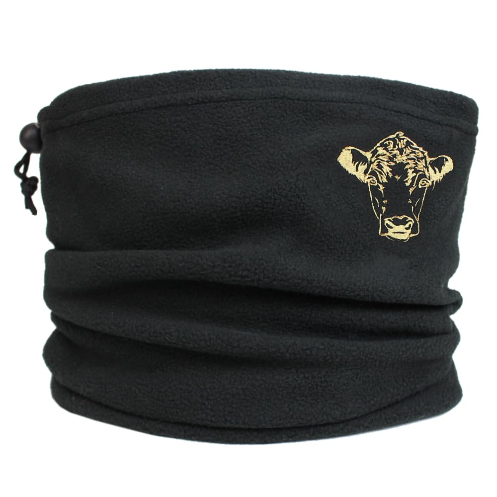 Teddyt's Unisex Black Cow Embroidered Micro Fleece Snood (Hereford Cow)