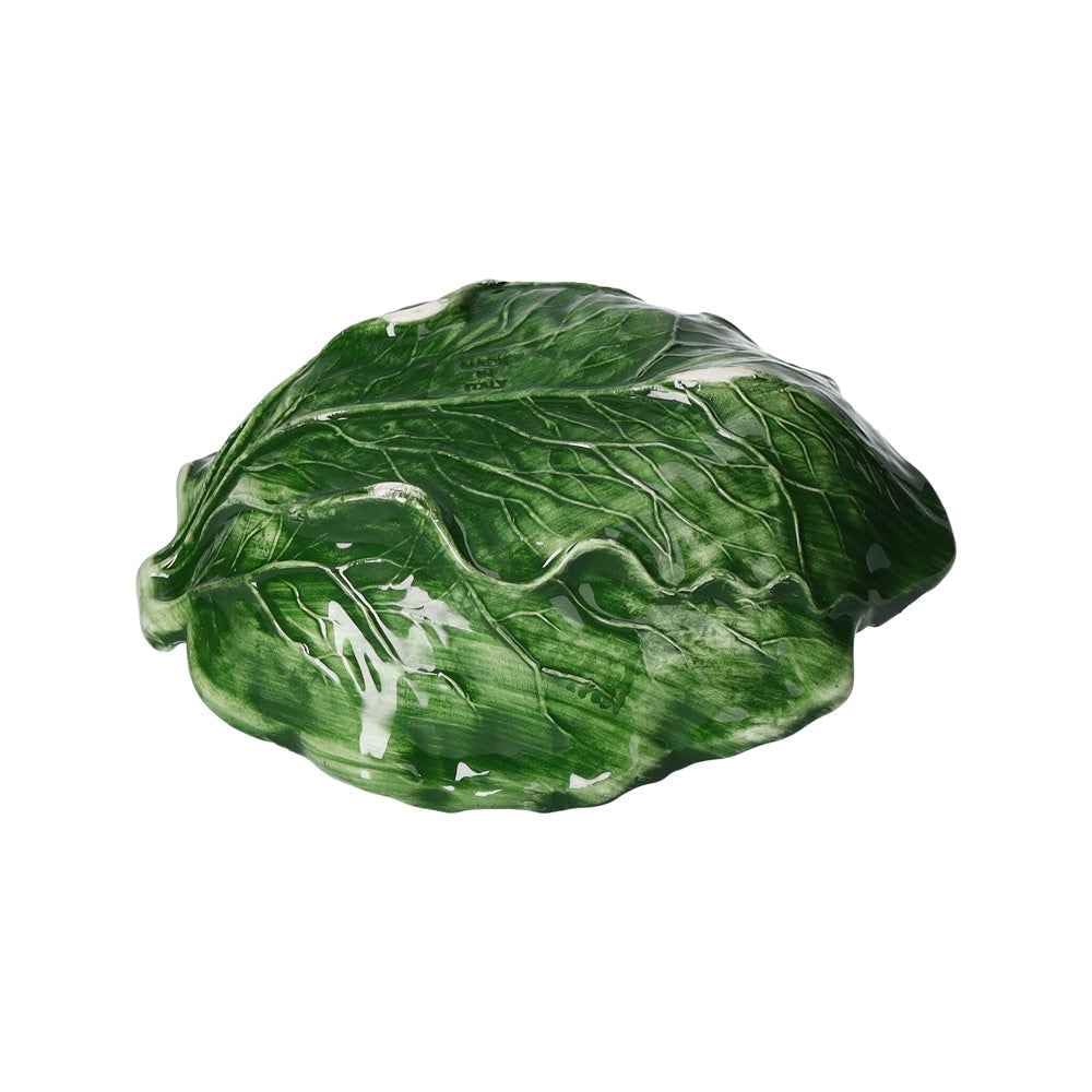 Keyhomestore | Set 2 pz Insalatiera in Ceramica Verde a Forma di Foglia di Verza