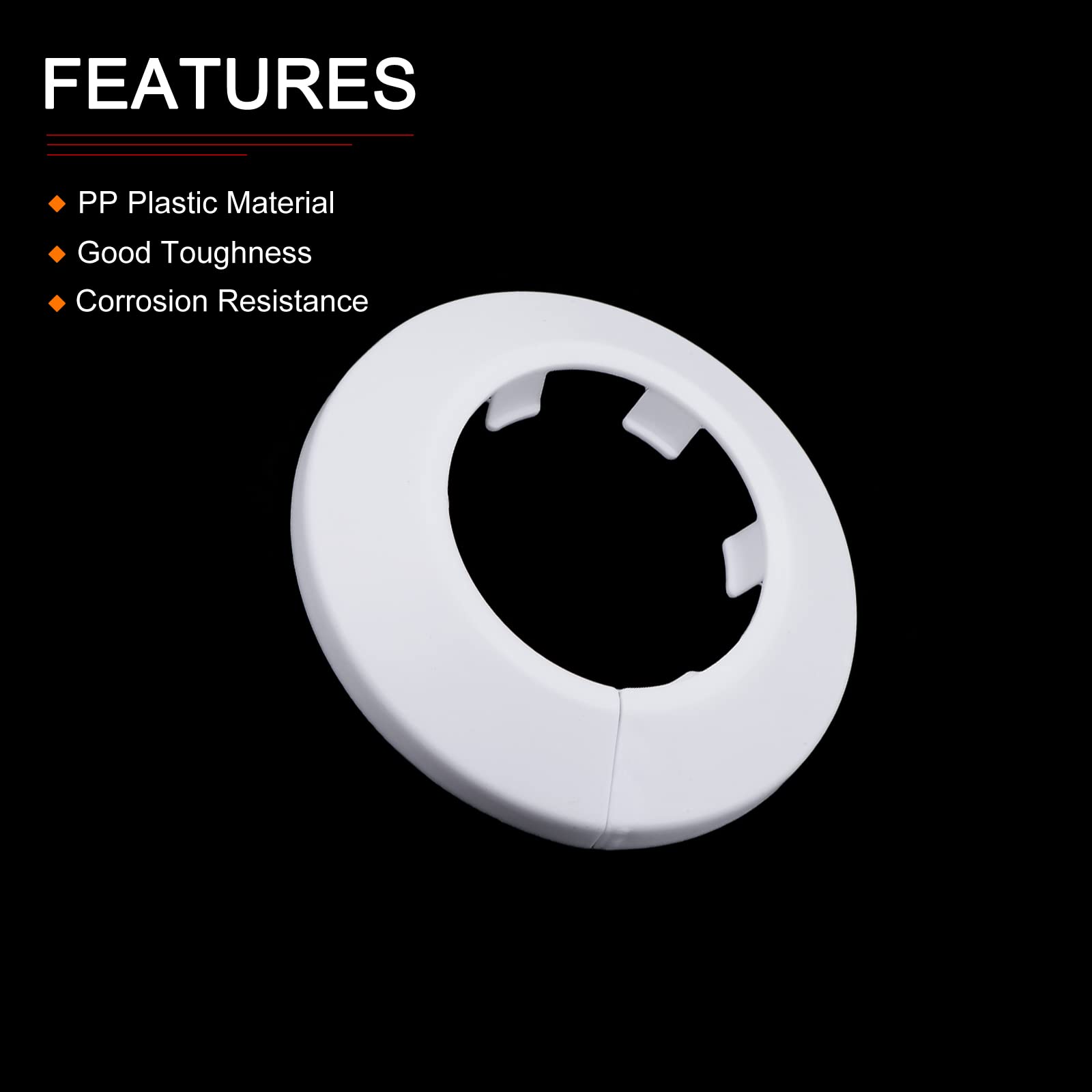 DTGN 72x13mm(DxT) Pipe Cover Decoration - 4Pack - Good for Bathroom Kitchen 40mm Dia Pipe - PP Plastic Escutcheon - White - Image 3