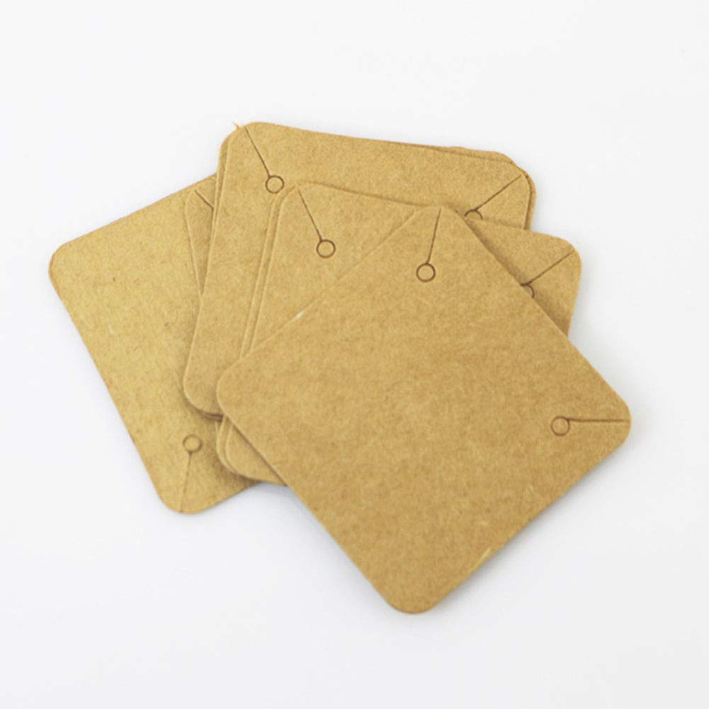 100 Pcs Kraft Paper Necklace Display Cards Square Blank Jewelry Necklace Card Holder for Necklace and Pendant, 2 x 2 Inch