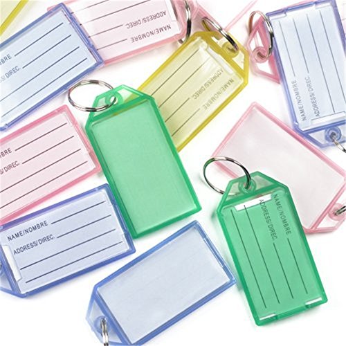 homiki 40pcs Llavero plástico equipaje ID Tags etiquetas con llavero (color aleatorio) Cover