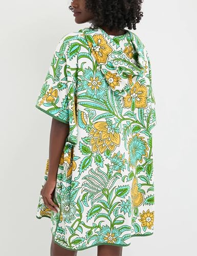 Women's Summer Terry Cloth Beach Swimsuit Cover Up Hooded V Neck Swimwear Dress Resort Wear with Pocket2