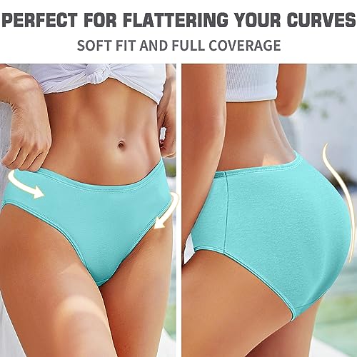 Image of Women's High Waist Cotton Underwear Soft Brief Panties Decorated with Lace Regular and Plus Size