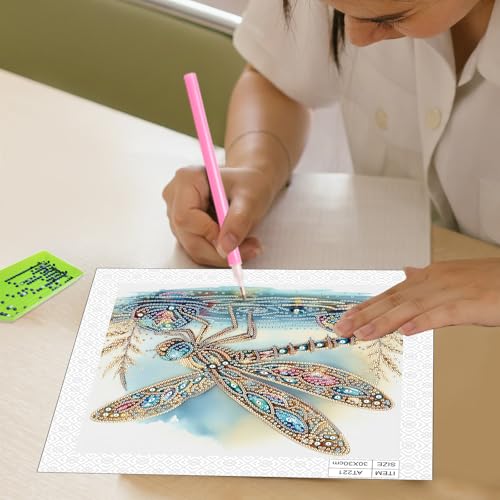 Image of Tontut Diamond Art Painting Kit, Water Dragonfly Adult 5D DIY Diamond Art Kit for Gift Wall Decoration, Suitable for Office, or Home Wall Decoration