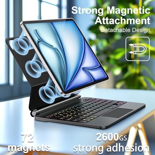 Image of for iPad Air 11 inch Case with Keyboard (M4 /M3 /M2,2026 / 2025 /2024), iPad Pro 11 (4th /3rd /2nd /1st Gen) & Air 5 /4th,Magic-Style Magnetic Case Keyboard with 7-Color Backlight, Multi-Touch Trackpad