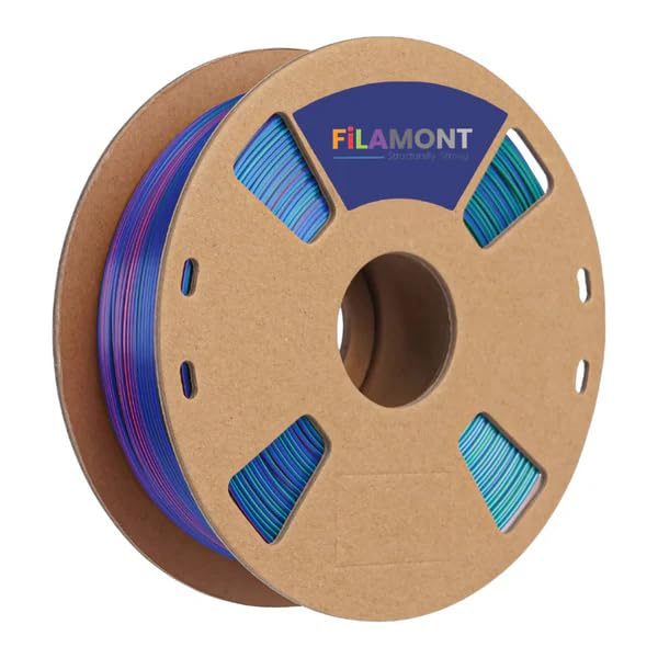 Image of Filamont Silk Tri-Color PLA 3D Printer Filament 1.75mm, Red Green Purple, 1kg Spool, Premium Glossy Finish, High Precision ±0.03mm, Smooth Jam-Free Printing, Compatible with FDM 3D Printers