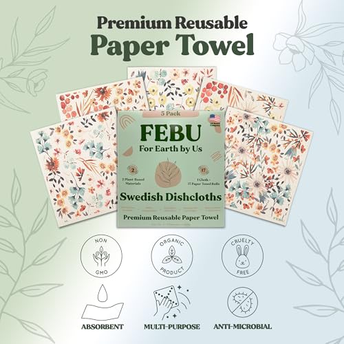 Febu UPC Swedish Dishcloths For Kitchen | 5 Pack Watercolor Dish Towels thumb #6