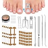 MSLHUB Eingewachsene Zehennägel Korrektur Set, Einfaches Werkzeugset für Eingewachsener Zehennagel, Nagelspange Fußnägel mit Zehennagel Korrektur Patch, Edelstahl Fusspflege Set Professionell