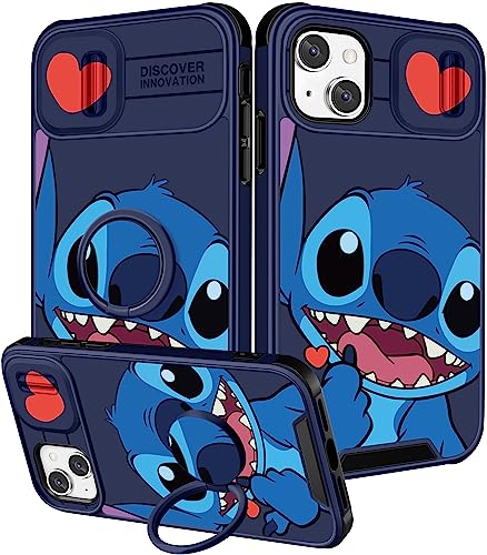 Qerrassa for iPhone 15 Case Cute Cartoon 15 Case for Women Girly Boys Kids Funny Cool Case with Camera Cover & Ring Holder for Apple iPhone 15 6.1", Heart Shidizai