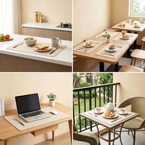 ZYXNYGV Placemats Set of 6, Faux Leather Heat Resistant Non-Slip Waterproof Wipeable Washable Easy to Clean for Indoor Outdoor Kitchen Dining Room, 11.8" x 17" by ZYXNYGV - Used condition - Image 6
