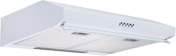 SIA VSR60WH 60cm Visor Cooker Hood, Kitchen Extractor Fan, Under Cabinet Wall Mounted, Top Vented, White