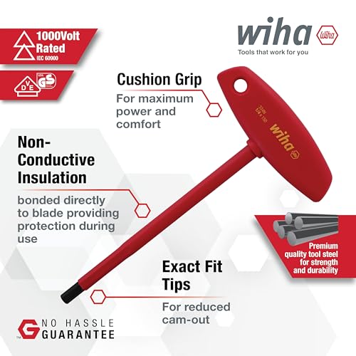 Image of Wiha Tools 33478 Insulated T-Handle Hex Metric Set, 5-Piece | 4.0, 5.0, 6.0, 8.0 and 10.0mm, Multi, One Size