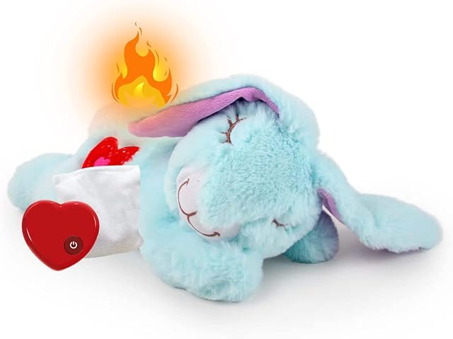ALL FOR PAWS Puppy Behavioral Aid Heartbeat Comfort Bunny Toy, Dog Crate Snuggle Anxiety Relief Sleep Aid Plush Toys with Warmer Bags (Heart Beat Warm Bunny)
