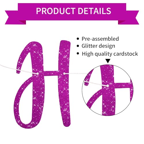 Image of BEISHIDA Pre-Strung Glitter Purple Happy Retirement Banner Party Decoration