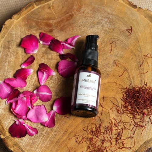 Image of MERAKI Kumkumadi Face Oil with Rose Extracts - 30 ml | Ayurvedic Radiance Oil for Glowing Skin, Anti-Aging & Skin Brightening | Kumkumadi Tailam with Saffron, Sandalwood & 25 Herbs