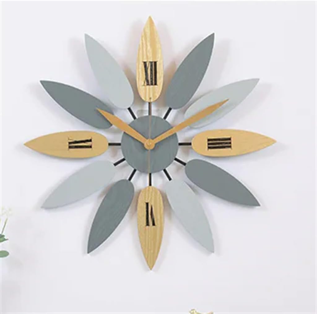 Solid Wood Leaf Wooden Quartz Watch Living Room Bedroom Decorative, Sslit-122/D/52 * 52Cm