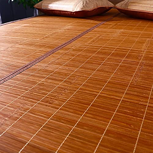 Almohadilla de verano de bambú transpirable para cama doble liso marrón 5