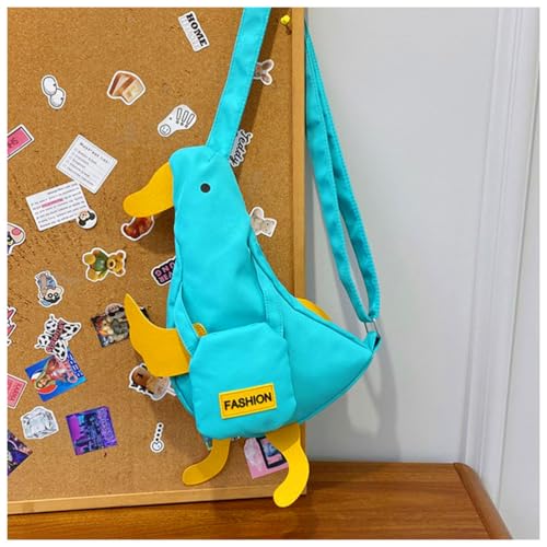 Girls' Novelty Wallets,Kawaii Purse,Cute Duck Crossbody Shoulder Bag, Funny Cartoon Chest Wallet,Unique Canvas Messenger Bag for Boy and Girls (Green)4
