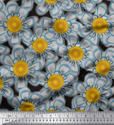 Soimoi Schwarz Viskose Chiffon Stoff kunstlerisch Blume Dekor Stoff gedruckt 1 Meter 42 Zoll breit Cover