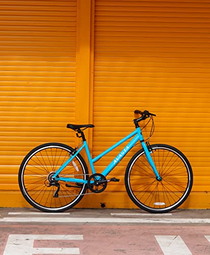 Avasta Road Hybrid Bike For Women, Lightweight Step Throught 700C Aluminum Alloy Frame City Commuter Comfort Bicycle, 7-Speed Drivetrain, Color Blue #TOP4