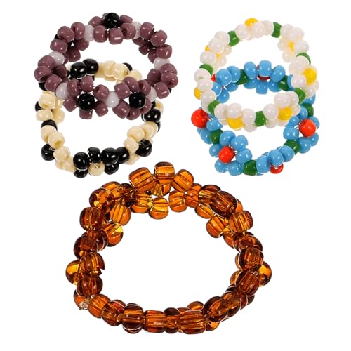 Anillo de flores diario set de 5 piezas con cuentas para looks casuales de dama