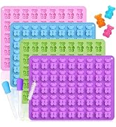 SAGOOITS Silicone Gummy Candy Molds Set - 4 Mini Shapes (Dinosaur, Bear, Heart, Donut) With Droppers - View #5