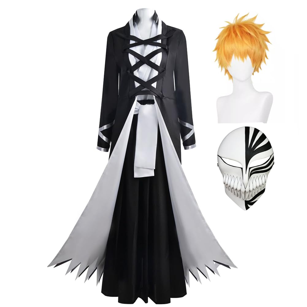 Zhongkaihua Anime Kurosaki Ichigo Cosplay Costume Kimono Outfits Black Uniform Halloween Comic-Con Dress Up Full Sets