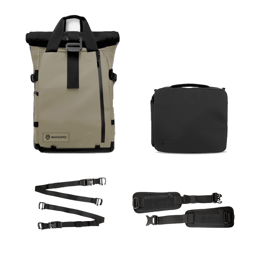 wandrd all-new prvke 21l photography travel backpack - photo bundle, yuma tan