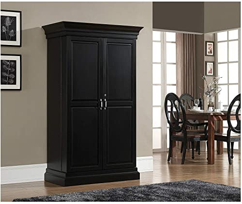 Image of SONA ART & CRAFTS Solid Sheesham Wood Stylish Bar Cabinet with Wine Glass Storage Rack with Drawer & Glass Holder for Home and Bar Furniture Living Room - Black