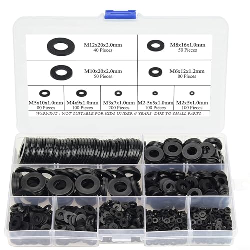 800pcs Nylon Washers Set in 9 Sizes, for Household Appliances and Circuit Board Applications
